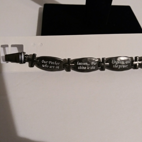 HEMATITE LORD'S PRAYER CROSS BRACELET - Picture 3 of 5